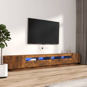 Set de muebles TV con LEDS 3 pzas contrachapada roble ahumado en Muebles TV | Comprar online en Foru.es