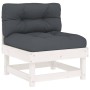 Juego de muebles jardín 5 piezas y cojines madera maciza blanco de vidaXL, Conjuntos de jardín - Ref: Foro24-3186040, Precio:...