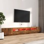 Set de muebles TV con LEDS 3 pzas contrachapada roble ahumado en Muebles TV | Comprar online en Foru.es