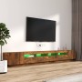 Set de muebles TV con LEDS 3 pzas contrachapada roble ahumado en Muebles TV | Comprar online en Foru.es