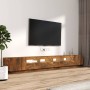 Set de muebles TV con LEDS 3 pzas contrachapada roble ahumado en Muebles TV | Comprar online en Foru.es