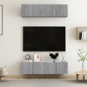 Muebles TV de pared 4 uds contrachapada gris Sonoma 60x30x30 cm en Muebles TV | Comprar online en Foru.es