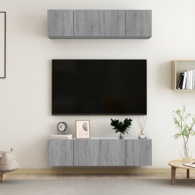 Muebles TV de pared 4 uds contrachapada gris Sonoma 60x30x30 cm en Muebles TV | Comprar online en Foru.es