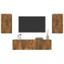 Set de muebles de TV 4 pzas madera contrachapada roble ahumado en Muebles TV | Comprar online en Foru.es
