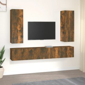 Set de muebles de TV 5 pzas madera contrachapada roble ahumado en Muebles TV | Comprar online en Foru.es