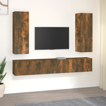 Set de muebles de TV 5 pzas madera contrachapada roble ahumado en Muebles TV | Comprar online en Foru.es