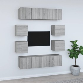 Set de muebles para TV 8 pzas madera contrachapada gris Sonoma en Muebles TV | Comprar online en Foru.es