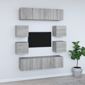 Set de muebles para TV 8 pzas madera contrachapada gris Sonoma en Muebles TV | Comprar online en Foru.es