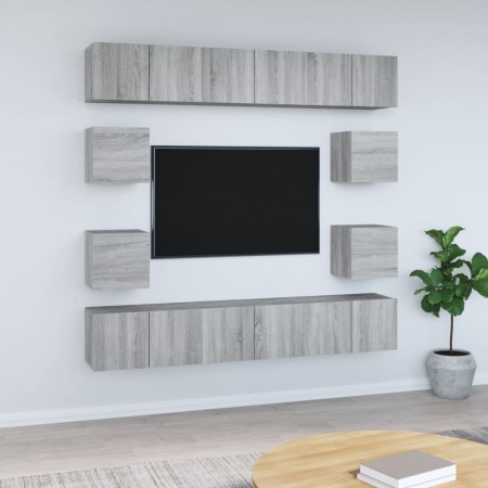 Set de muebles para TV 10 pzas madera contrachapada gris Sonoma en Muebles TV | Comprar online en Foru.es