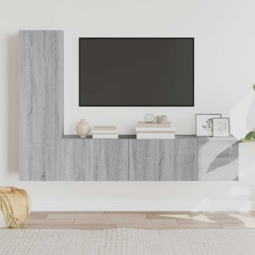 Set de muebles para TV 3 pzas madera contrachapada gris Sonoma en Muebles TV | Comprar online en Foru.es