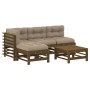 Juego muebles jardín 5 pzas y cojines madera maciza marrón miel de vidaXL, Conjuntos de jardín - Ref: Foro24-3186070, Precio:...