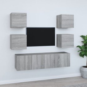 Set de muebles para TV 6 pzas madera contrachapada gris Sonoma en Muebles TV | Comprar online en Foru.es