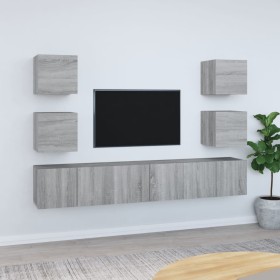 Set de muebles para TV 7 pzas madera contrachapada gris Sonoma en Muebles TV | Comprar online en Foru.es