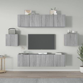 Set de muebles para TV 6 pzas madera contrachapada gris Sonoma en Muebles TV | Comprar online en Foru.es