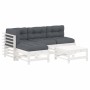 Juego de muebles jardín 5 piezas y cojines madera maciza blanco de vidaXL, Conjuntos de jardín - Ref: Foro24-3186068, Precio:...