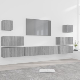 Set de muebles para TV 8 pzas madera contrachapada gris Sonoma en Muebles TV | Comprar online en Foru.es