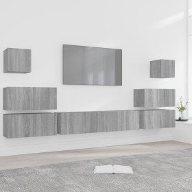 Set de muebles para TV 8 pzas madera contrachapada gris Sonoma en Muebles TV | Comprar online en Foru.es