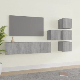 Set de muebles para TV 6 pzas madera contrachapada gris Sonoma en Muebles TV | Comprar online en Foru.es