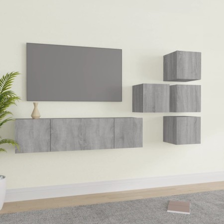 Set de muebles para TV 6 pzas madera contrachapada gris Sonoma en Muebles TV | Comprar online en Foru.es