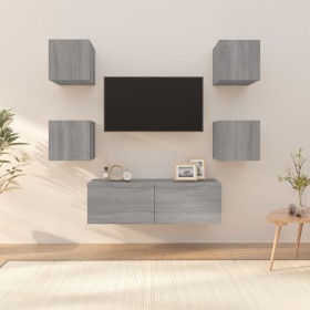 Juego de muebles de pared para TV contrachapado gris Sonoma en Muebles TV | Comprar online en Foru.es