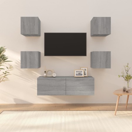 Juego de muebles de pared para TV contrachapado gris Sonoma en Muebles TV | Comprar online en Foru.es