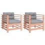 Sillones de jardín y cojines 2 uds madera maciza abeto Douglas de vidaXL, Sofás modulares de exterior - Ref: Foro24-825679, P...