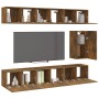 Set de muebles de TV 7 pzas madera contrachapada roble ahumado en Muebles TV | Comprar online en Foru.es