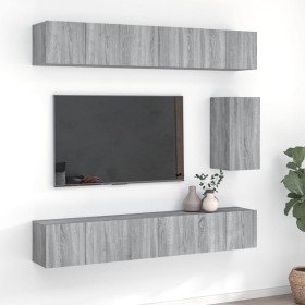 Set de muebles para TV 7 pzas madera contrachapada gris Sonoma en Muebles TV | Comprar online en Foru.es