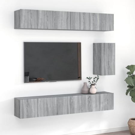 Set de muebles para TV 7 pzas madera contrachapada gris Sonoma en Muebles TV | Comprar online en Foru.es