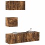 Set de muebles de TV 4 pzas madera contrachapada roble ahumado en Muebles TV | Comprar online en Foru.es