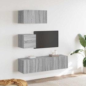 Set de muebles para TV 4 pzas madera contrachapada gris Sonoma en Muebles TV | Comprar online en Foru.es