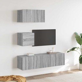 Set de muebles para TV 4 pzas madera contrachapada gris Sonoma en Muebles TV | Comprar online en Foru.es