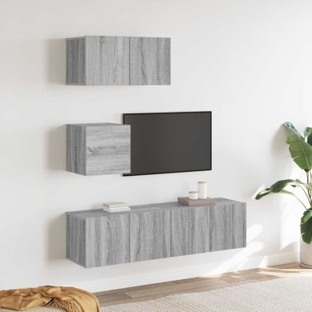 Set de muebles para TV 4 pzas madera contrachapada gris Sonoma en Muebles TV | Comprar online en Foru.es