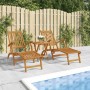 Silla de jardín con reposapiés y mesita madera maciza de acacia en Tumbonas | Comprar online en Foru.es