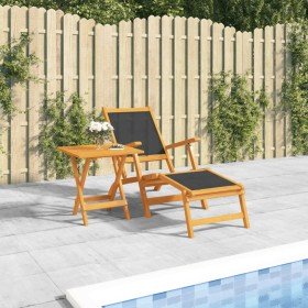 Silla de jardín con reposapiés y mesa madera acacia y textilene en Tumbonas | Comprar online en Foru.es