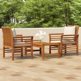 Set de muebles para jardín 3 piezas con cojines madera acacia en Conjuntos de jardín | Comprar online en Foru.es