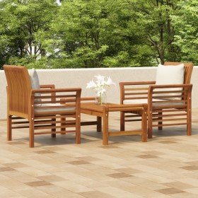 Set de muebles para jardín 3 piezas con cojines madera acacia en Conjuntos de jardín | Comprar online en Foru.es