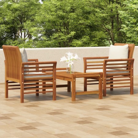 Set de muebles para jardín 3 piezas con cojines madera acacia en Conjuntos de jardín | Comprar online en Foru.es