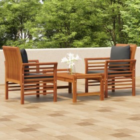 Set de muebles para jardín 3 piezas con cojines madera acacia en Conjuntos de jardín | Comprar online en Foru.es