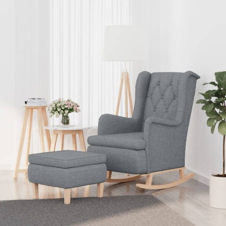 Sillón con patas mecedoras y taburete de tela gris claro en Sillones | Comprar online en Foru.es