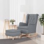 Sillón con patas mecedoras y taburete de tela gris claro en Sillones | Comprar online en Foru.es