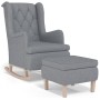 Sillón con patas mecedoras y taburete de tela gris claro en Sillones | Comprar online en Foru.es