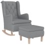 Sillón con patas mecedoras y taburete de tela gris claro en Sillones | Comprar online en Foru.es
