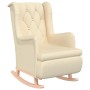 Sillón con patas mecedoras y taburete de tela color crema en Sillones | Comprar online en Foru.es