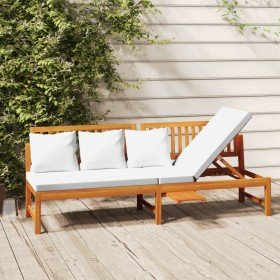 vidaxL Sofá cama con cojín madera maciza acacia crema 200x60x75 cm en Camas para exterior | Comprar online en Foru.es