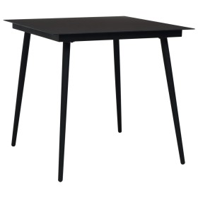 Mesa de comedor de jardín acero y vidrio negra 80x80x74 cm en Mesas de jardín | Comprar online en Foru.es