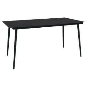 Mesa de comedor de jardín acero y vidrio negra 150x80x74 cm en Mesas de jardín | Comprar online en Foru.es