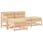 Juego de muebles de jardín 4 piezas y cojines madera maciza de vidaXL, Conjuntos de jardín - Ref: Foro24-3186018, Precio: 277...