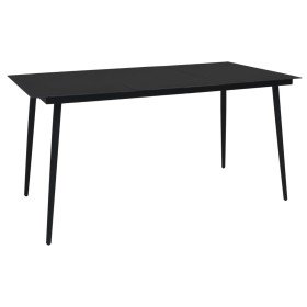 Mesa de comedor de jardín acero y vidrio negra 190x90x74 cm en Mesas de jardín | Comprar online en Foru.es