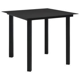 Mesa de comedor de jardín acero y vidrio negra 80x80x74 cm en Mesas de jardín | Comprar online en Foru.es